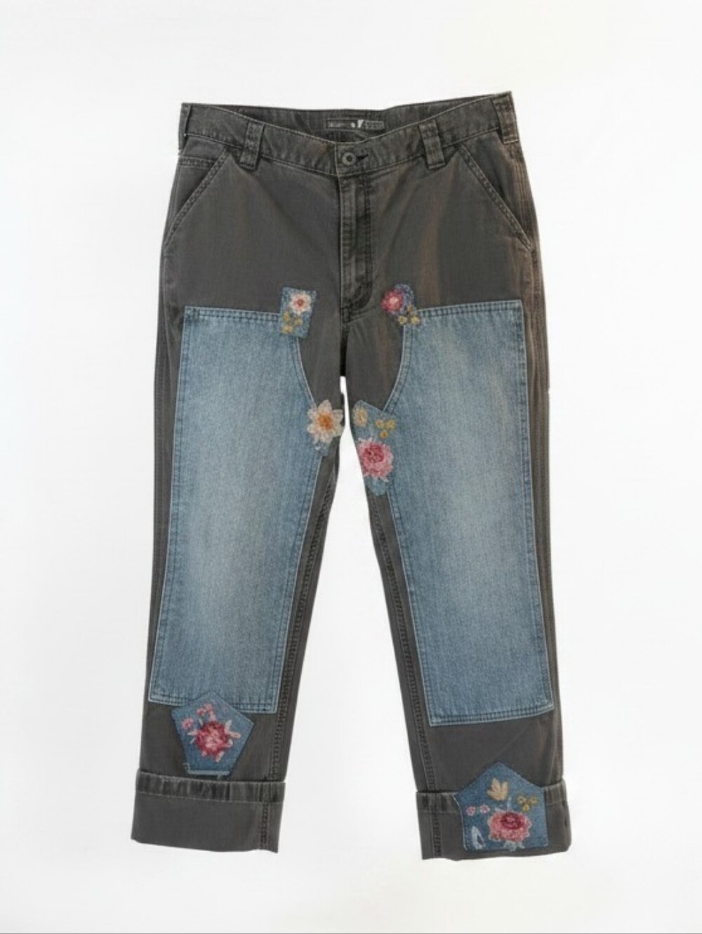 Reworked Carhartt Workwear Pants w/ Floral Patches